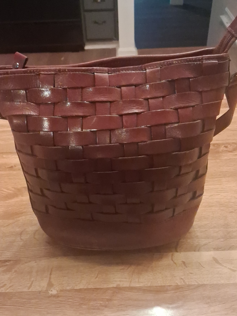 Etienne Aigner Woven Bucket Shoulder Bag - Brown